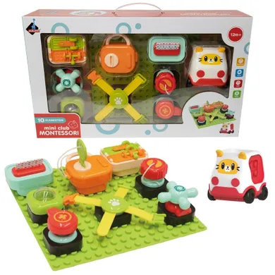 Askato, mini club Montessori, zestaw z pojazdem
