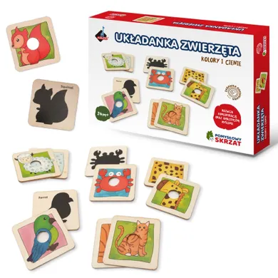 Askato, Pomysłowy skrzat, układanka zwierzęta, dopasuj kształty i cienie