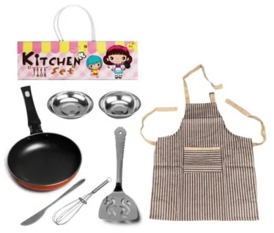 Askato, zestaw kuchenny, fartuszek, patelnia, trzepaczka, akcesoria