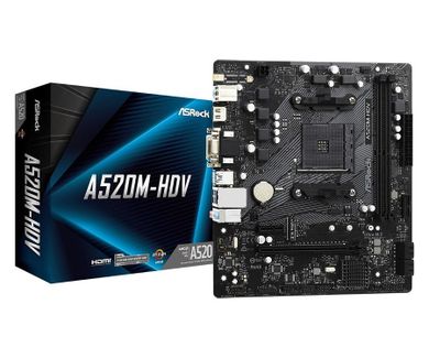 Asrock, płyta główna, A520M-HDV AM4 2DDR4 HDMI/DVI/VGA M.2 mATX