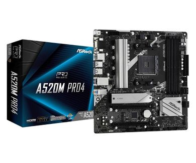 Asrock, płyta główna, A520M Pro4 AM4 4DDR4 HDMI/DP/VGA M.2 mATX