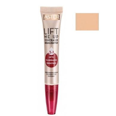 Astor, Lift Me Up 3in1 Concealer Highlighter, rozświetlający korektor pod oczy, 001 Light, 7 ml