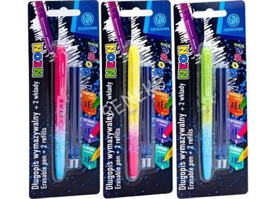 Astra, Astrapen, Oops, długopis wymazywalny + 2 wkłady niebieskie, Neon