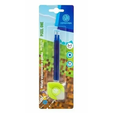 Astra, Astrapen, Oops, wkłady wymazywalne, niebieskie + gumka do długopisów i ołówków, Pixel One