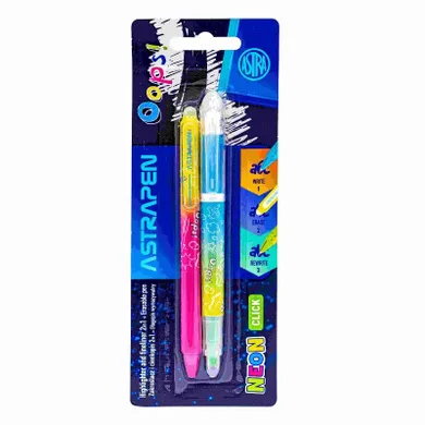 Astra, Astrapen, zakreślacz z długopisem wymazywalnym, 2w1, Neon