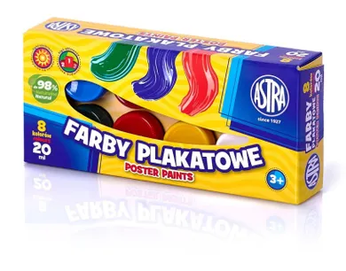 Astra, farby plakatowe, 8 kolorów, 20 ml