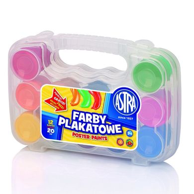 Astra, farby plakatowe w walizce, 12 kolorów, 20 ml
