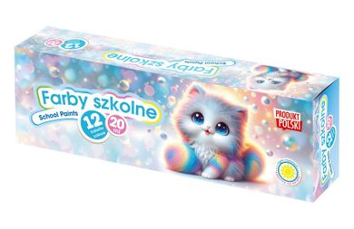 Astra, farby szkolne, kotki, 12 kolorów, 20 ml