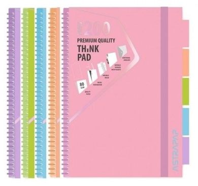 Astra, kołozeszyt A5, 200 kartek, PP Pastel, 1 szt.