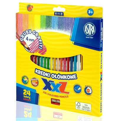 Astra, kredki ołówkowe, hexagonalne, 24 kolorów