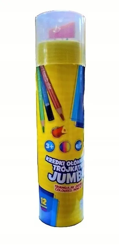 Astra, kredki ołówkowe jumbo, trójkątne, tuba, 12 kolorów + temperówka