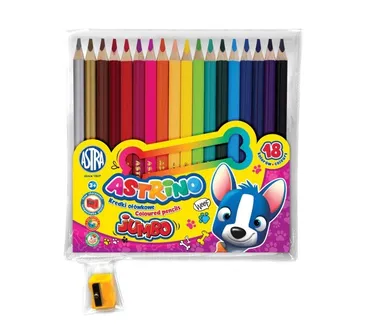 Astra, kredki ołówkowe, okrągłe, 18 kolorów + temperówka