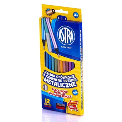 Astra, kredki ołówkowe okrągłe, metaliczne, 12 kolorów