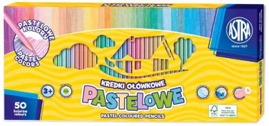 Astra, kredki pastelowe, okrągłe, 50 kolorów