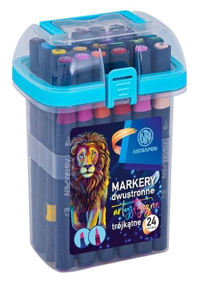 Astra, markery trójkątne dwustronne, 24 kolory