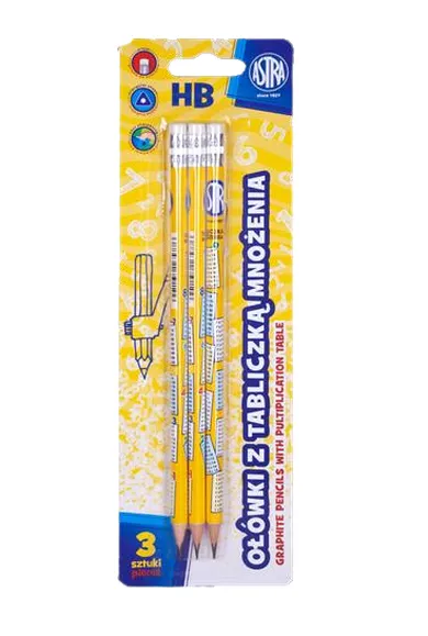 Astra, ołówki z tabliczką mnożenia, 3 szt.