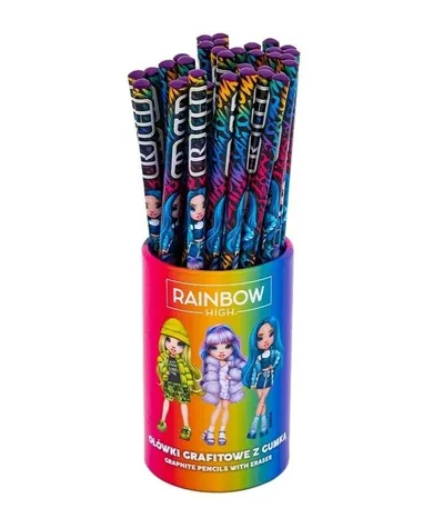 Astra Papiernicze, Rainbow High, ołówki trójkątne HB z gumką, 36 szt.