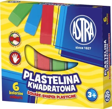 Astra, plastelina, kwadratowa, 6 kolorów