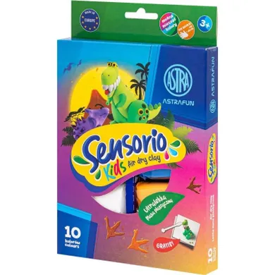 Astra, Sensorio Kids, lekka masa plastyczna, dinozaury, 10 kolorów