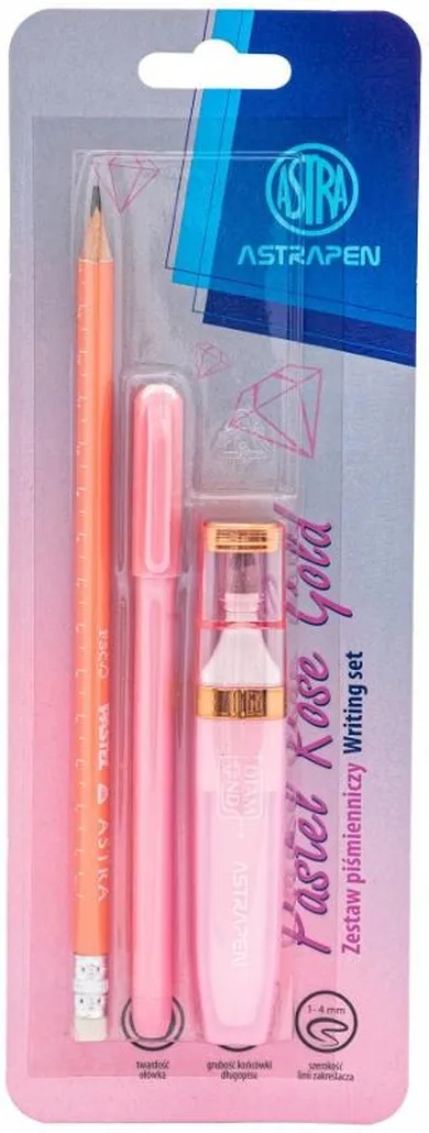 Astra, zestaw piśmienniczy, pastel rose gold, 3 elementy