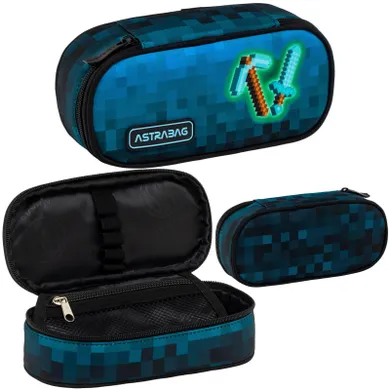 Astrabag, piórnik owalny, Blue Pixel