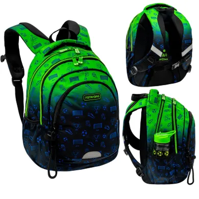 Astrabag, plecak szkolny, 3-komorowy, Ombre Football