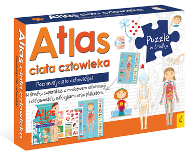 Atlas ciała człowieka z mapą i puzzlami
