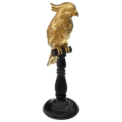 Atmosphera, figurka dekoracyjna z polyresinu, złota papuga, wys. 35,5 cm