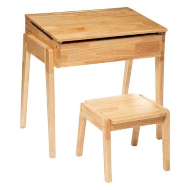 Atmosphera for kids, biurko dla dzieci ze schowkiem + taboret, drewno kauczukowe, 2w1