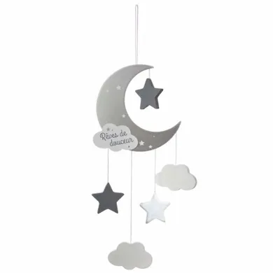 Atmosphera for kids, dekoracja wisząca, księżyc i chmurki, 43 cm