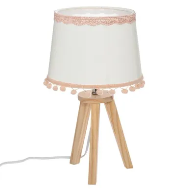 Atmosphera for kids, lampa stołowa, Pompom, drewniane nóżki, 32 cm