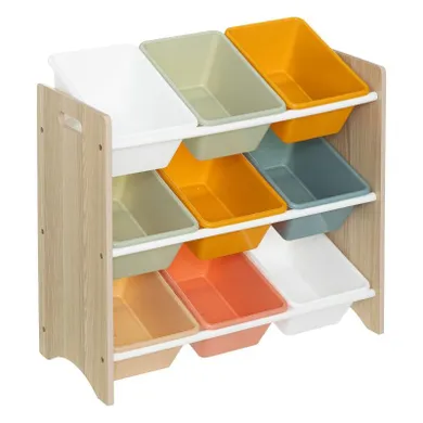 Atmosphera for kids, regał z pojemnikami na zabawki, 9 kolorowych skrzynek, 60-29.5-66 cm