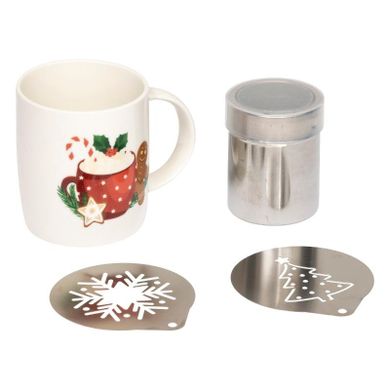 Atmosphera, kubek świąteczny z zestawem do cappucino, 350 ml