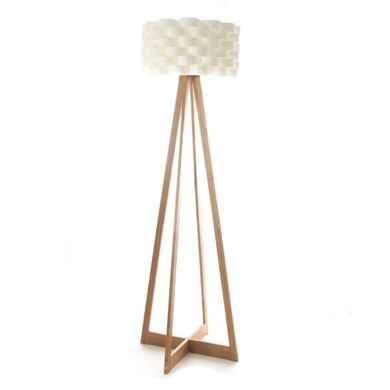 Atmosphera, lampa podłogowa bambusowa, biała, wys. 150 cm