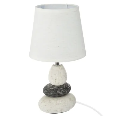 Atmosphera, lampa stołowa z abażurem, biała z podstawą z kamieni, Ø 18-33 cm