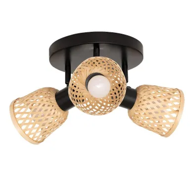 Atmosphera, Lio, lampy sufitowe, 3 klosze z plecionego bambusa, 3xśrednica 25 cm