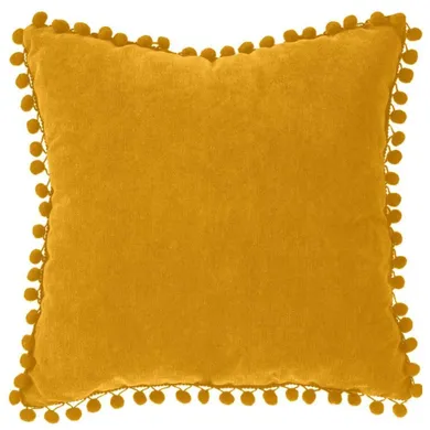Atmosphera, poduszka dekoracyjna, Pompons, 40-40 cm, żółta