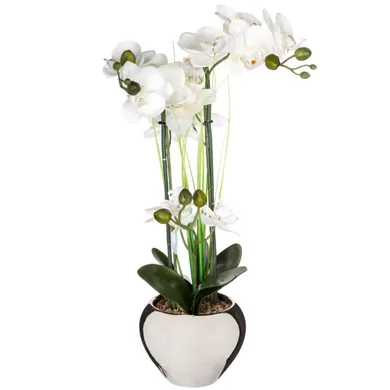 Atmosphera, sztuczna orchidea w doniczce, 53 cm, biała