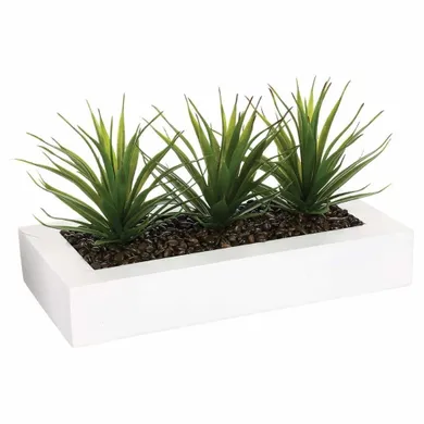 Atmosphera, sztuczna roślina, 3x aloes w białej donicy, 31 cm