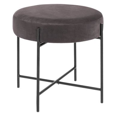 Atmosphera, taboret welurowy, Arty, Ø 47 cm, szary