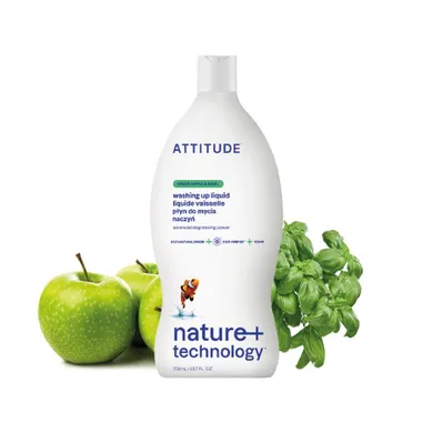 Attitude, płyn do mycia naczyń, zielone jabłuszko i bazylia, 700 ml