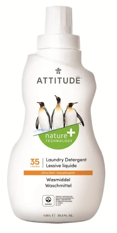 Attitude, płyn do prania, skórka cytrynowa, Citrus, 35 prań, 1050 ml