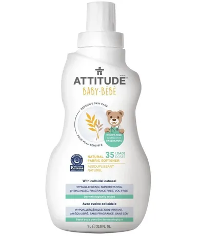 Attitude, Sensitive Skin Baby, delikatny płyn zmiękczający do płukania tkanin dziecięcych, 1 l