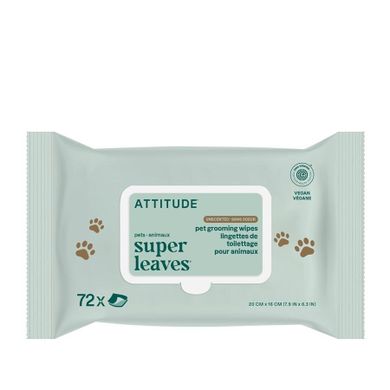 Attitude, Super Leaves PETS, chusteczki pielęgnacyjne dla zwierząt, 72 szt.