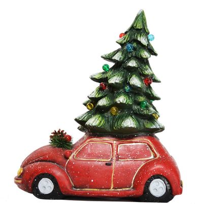 Auto czerwone z choinka podświetlaną, 40-22-51 cm