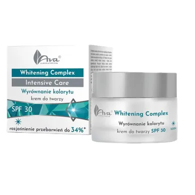 Ava Laboratorium, Whitening Complex Intensive Care, wyrównujący koloryt krem do twarzy na dzień SPF30, 50 ml