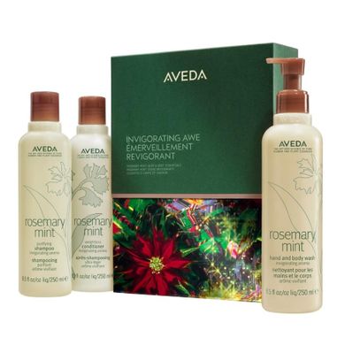 Aveda, Invigorating Awe, zestaw: szampon do włosów, 250 ml + odżywka do włosów, 250 ml + żel do mycia ciała i rąk, 250 ml