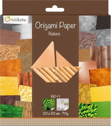 Avenue Mandarine, Natura, papier do origami, 20-20 cm, 60 arkuszy