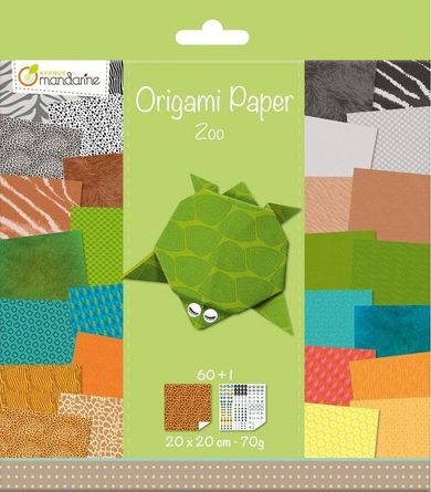 Avenue Mandarine, Zoo, papier do origami, 20-20 cm, 60 arkuszy