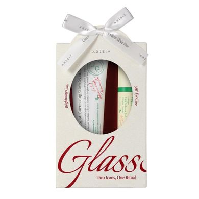 AXIS-Y, Glass Skin Duo, zestaw: Dark Spot Correcting Glow Serum, rozjaśniające serum do twarzy, 50 ml + Vegan Collagen Eye Serum, kolagenowe serum pod oczy, 10 ml